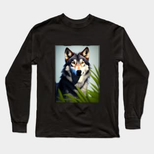 3d fantasy wolf portrait Long Sleeve T-Shirt